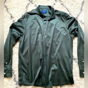 Elton Forest Green Jersey Knit Dress Shirt